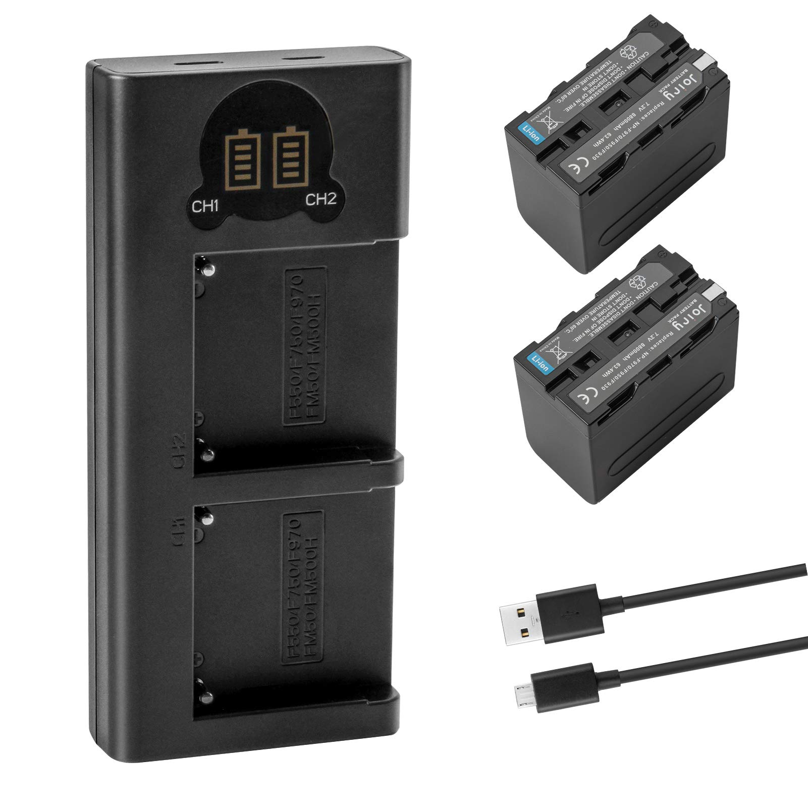 Joiry 8800mAh NP-F970 Battery and Dual Charger Set for Sony NP-F970 NP-F750 NP-F930 NP-F530 NP-F550 