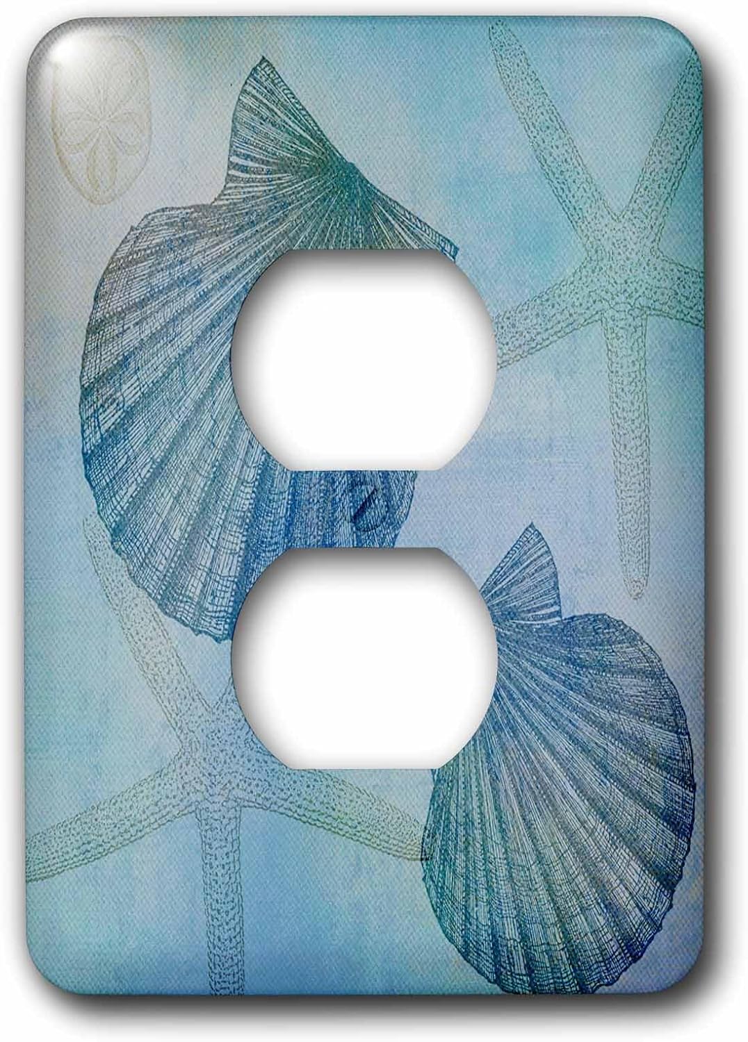 3dRose LLC lsp_79341_6 Aqua Shells and Starfish Beach Themed Art 2 Plug Outlet Cover