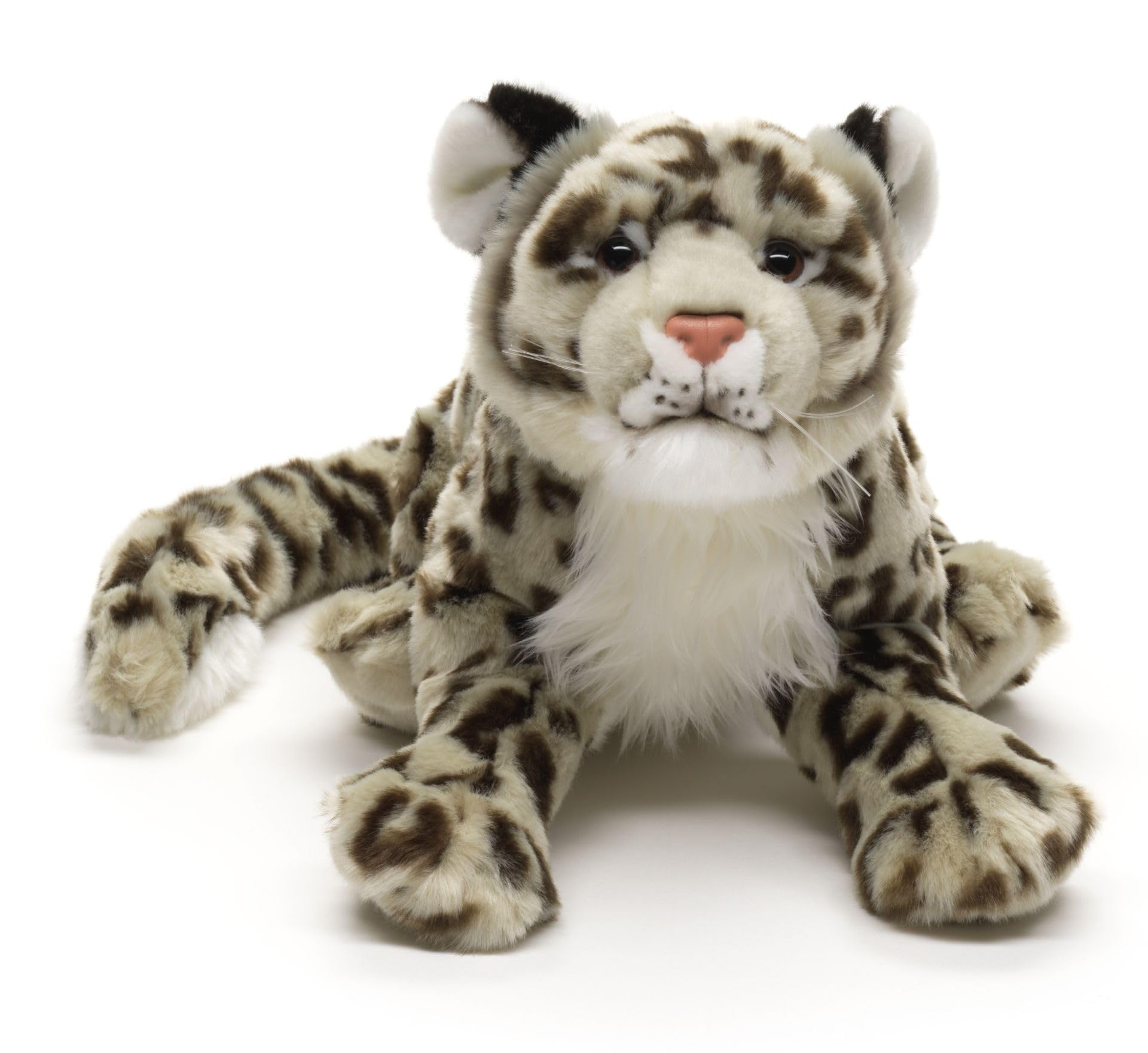 Teddys Rothenburg Pluszak lampart śnieżny leżący 40 cm szary/brązowy pluszak materiałowy leopard