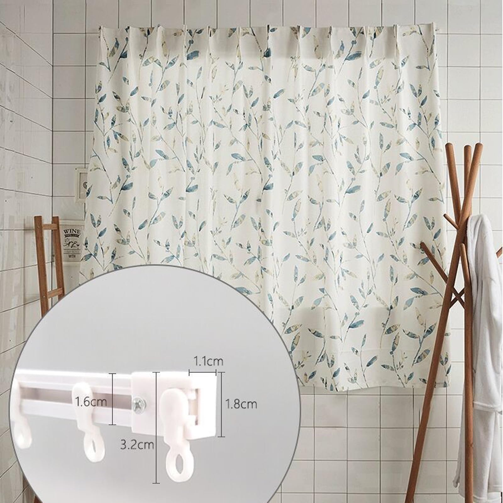 Rail de rideau mural ou de plafond – Rail de rideau autocollant sans perçage pour séparateur de pièce, chambre à coucher et salle de bain – Système de rideau silencieux (non flexible)