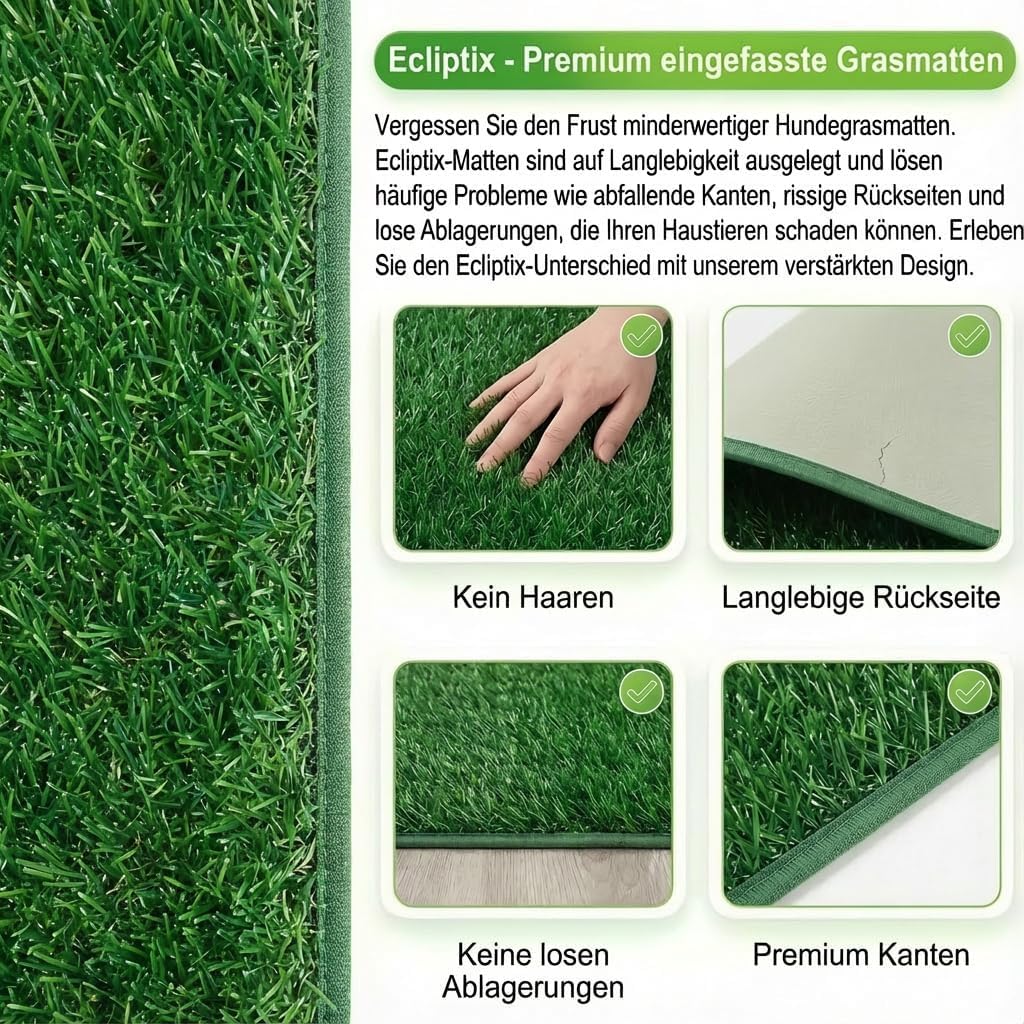Hundetoilette Hundeklo, Indoor Hundetoiletten mit 2 Pcs Kunstrasen Welpentoilette Trainingsunterlage Hunde Toilette mit Gras Anti-Rutsch & verhindert Absplittern für Kleine Mittelgroß Hunde