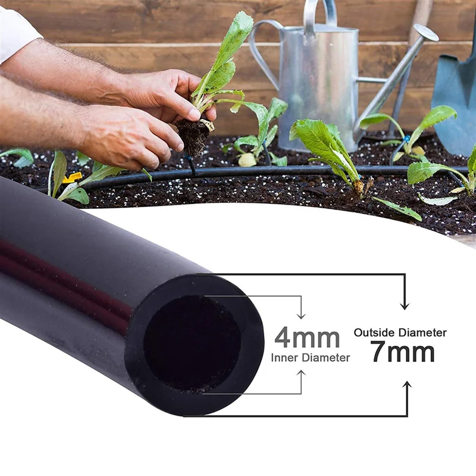 Tubo flessibile for irrigazione da giardino da 4/7 mm, tubo for microirrigazione in PVC, tubo da 1/4'', di irrigazione a goccia, tubo for irrigazione for serra, bonsai(60M)