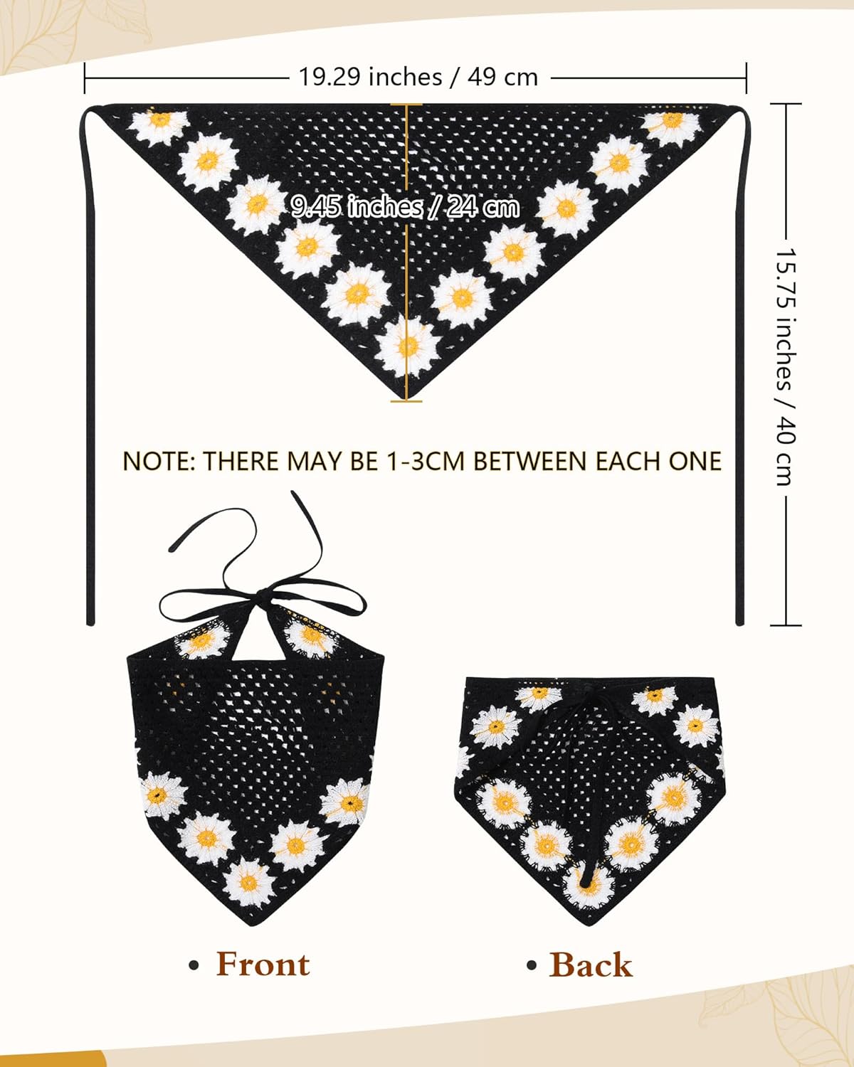 AWAYTR Crochet Head Scarf Hair Bandanas Women Knit Bandana Headband Scarf Tie-Back Head Coverings Floral Headscarf for Girls - Image 5