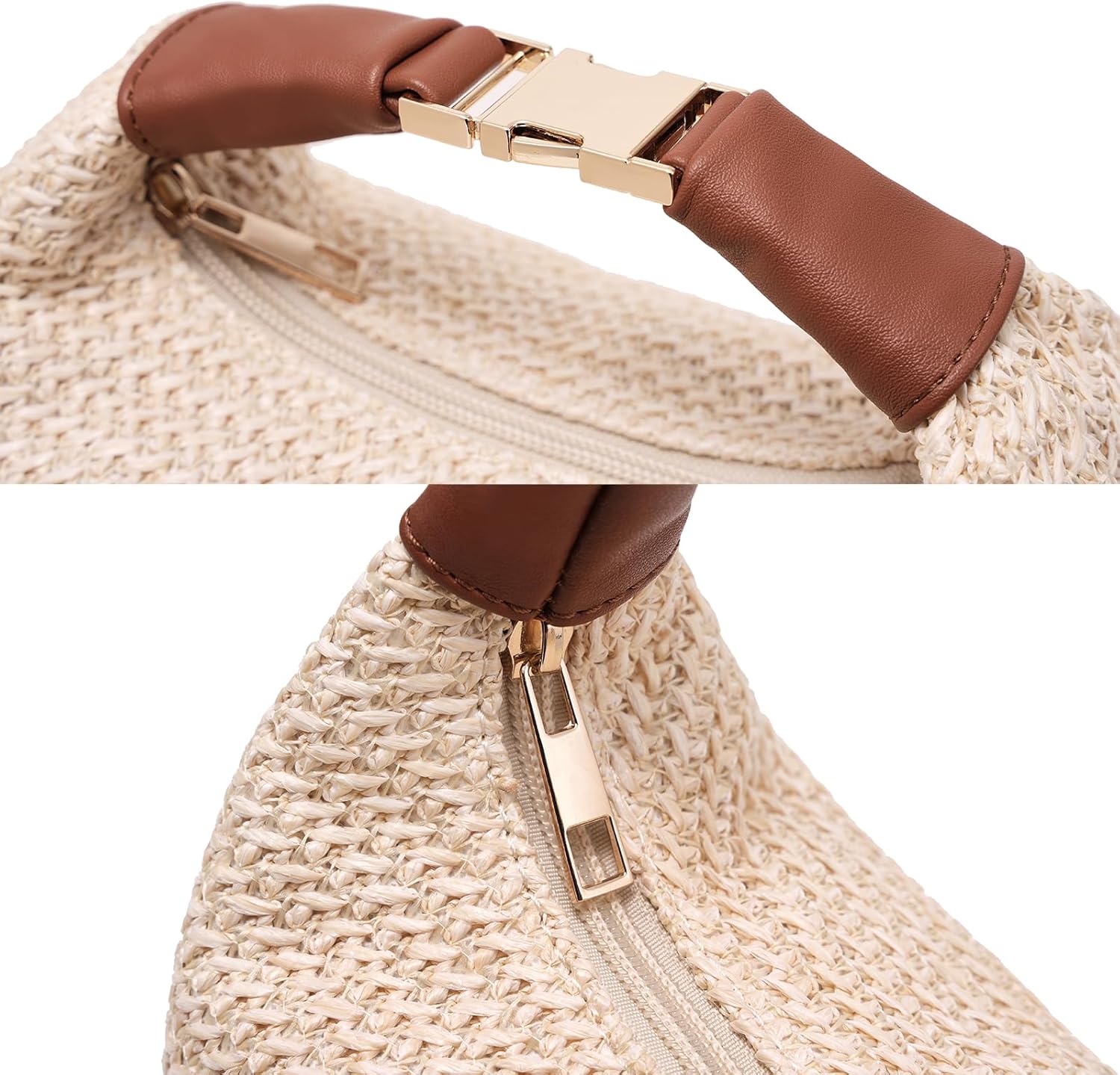 Straw Shoulder Crossbody Bag Small Tote Purse Top Handle Clutch for Summer Beach Travel