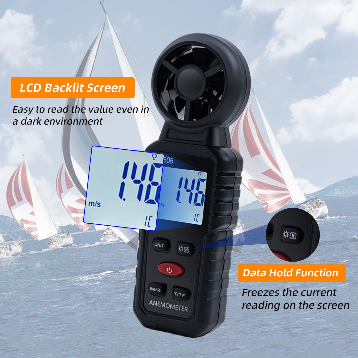 Mcbazel 3-in-1 Anemometer - Wind Speed, Temp & Chill -5