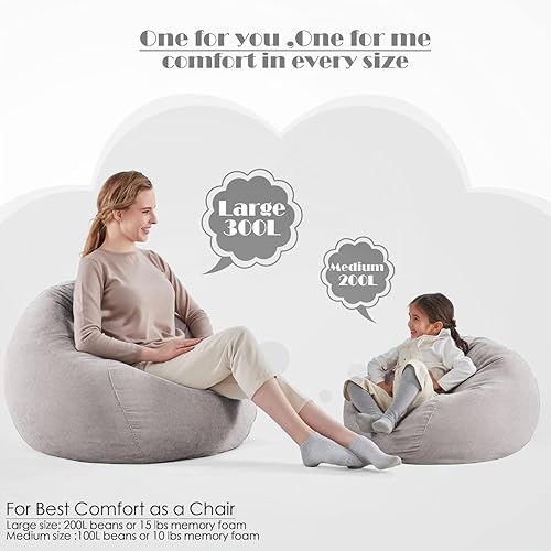 Miniatura 84 de Nobildonna - Funda para silla de puf (relleno sin relleno) de nido de pájaro para niños y adultos. Puf extra grande para almacenamiento de animales