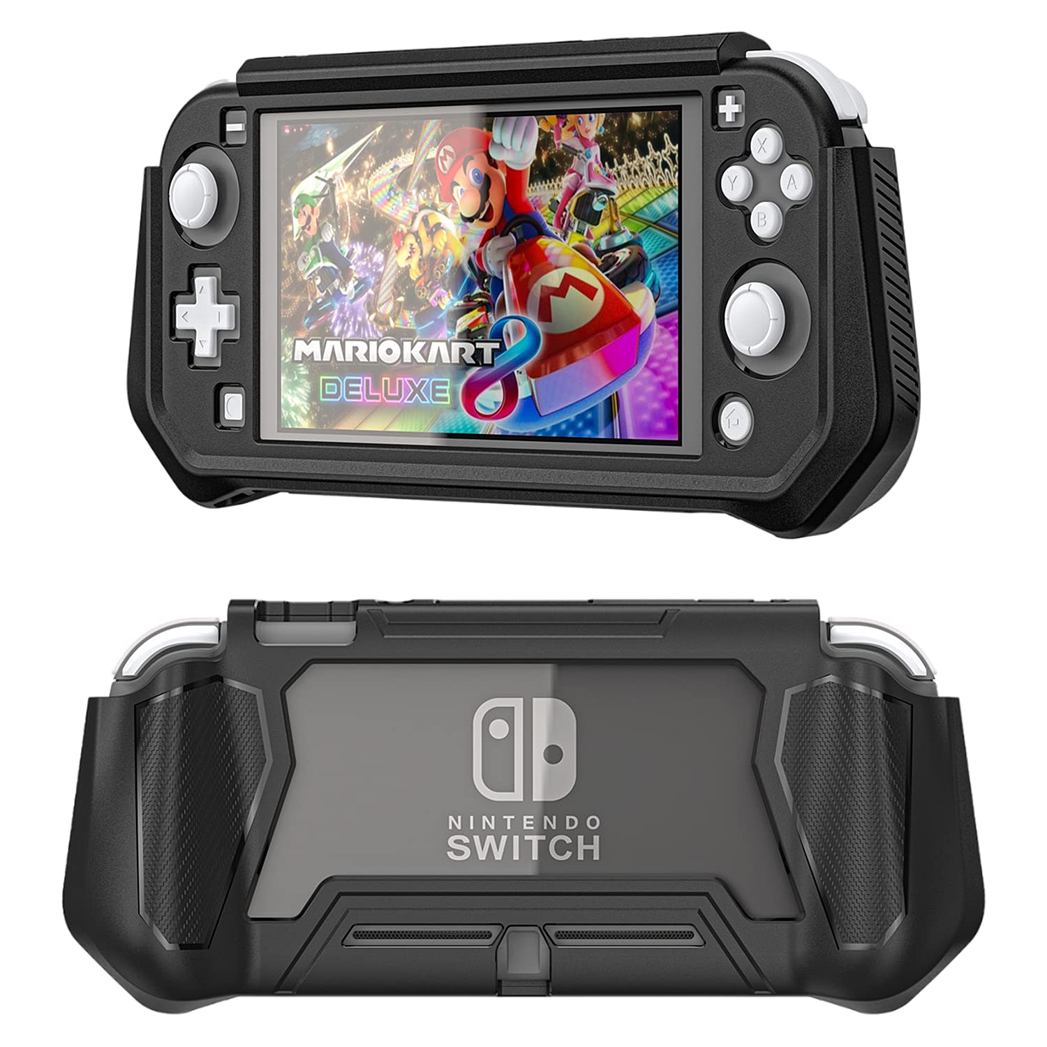 AntetekCase for Switch Lite Protective Case Cover Skin Accessories,Grip Cover with Built-in PC Screen Protector,Split Cover TPU Case with Anti-Scratch and Anti-Dust (Black)