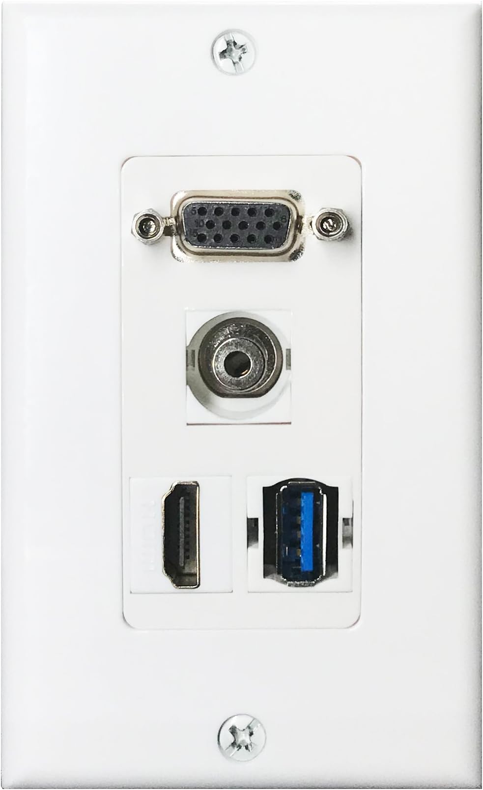 HDMI USB VGA 3.5mm Audio Wall Plate,Yomyrayhu,Works for Home Theater,HDTV and More