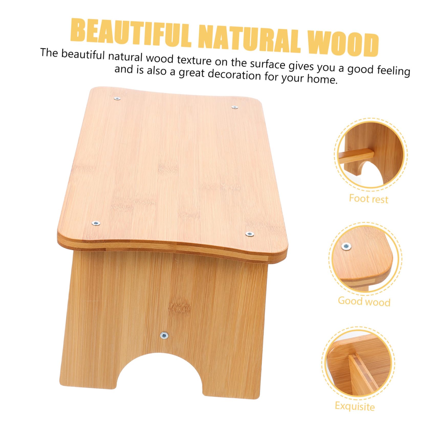 ABOOFAN Poggiapiedi in Legno Ergonomico per Adulti Sgabello Antiscivolo e Compatto per Ufficio e Casa Supporto Comfort e Benessere Gambe