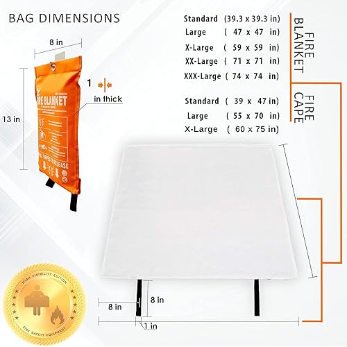 Miniatura 9 de Supa Ant Manta de emergencia contra incendios para el hogar y la cocina, 1 paquete de 1500 F de alta visibilidad (brilla en la oscuridad), manta de