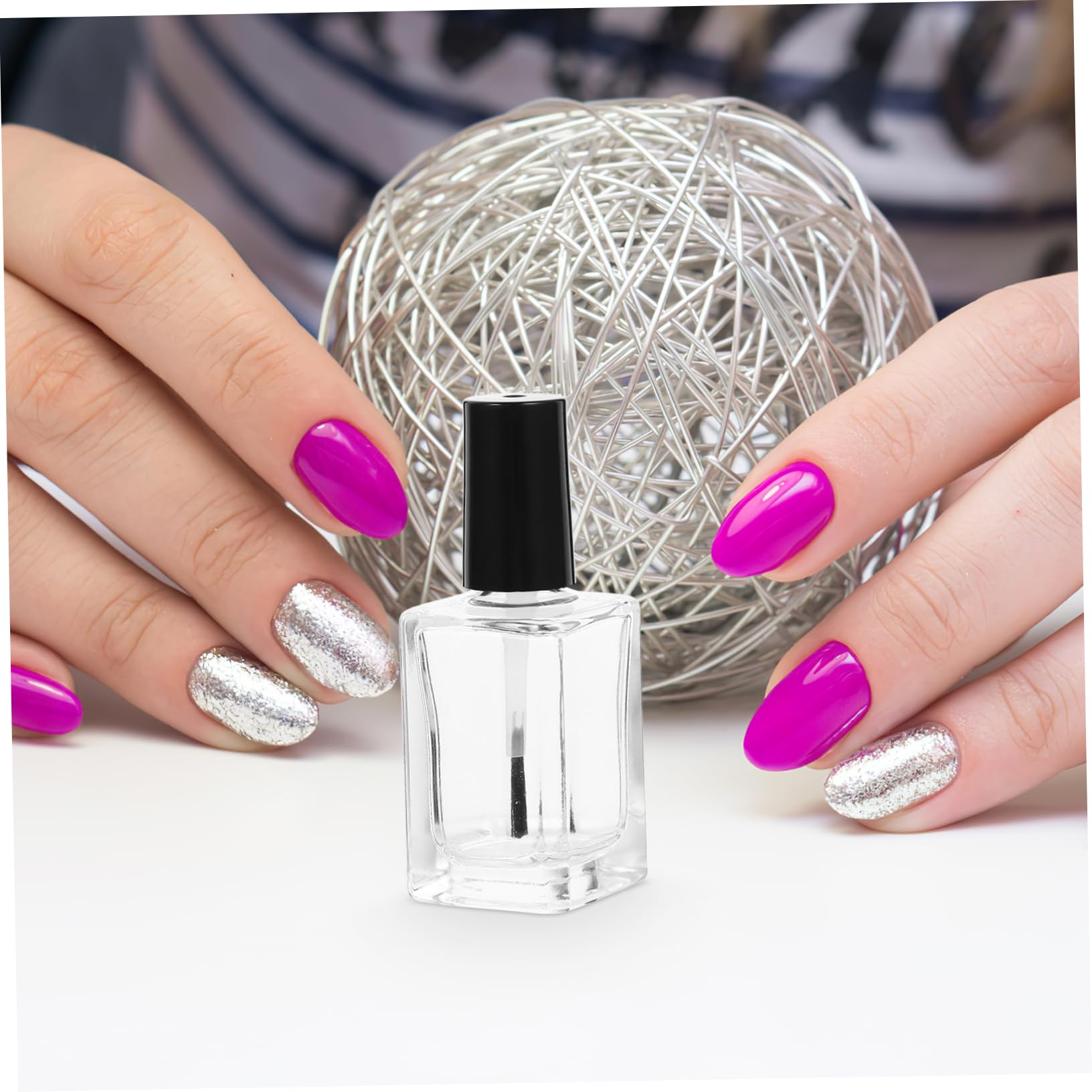 15 Pezzi Flaconi in Vetro per Unghie con Pennello, Nero, Facili da Riempire, per Manicure e Ritocchi | Ricarica per Cosmetici e Smalto, Forma Circolare con Lati Piatti, Stile Semplice e Aspetto Raffinato