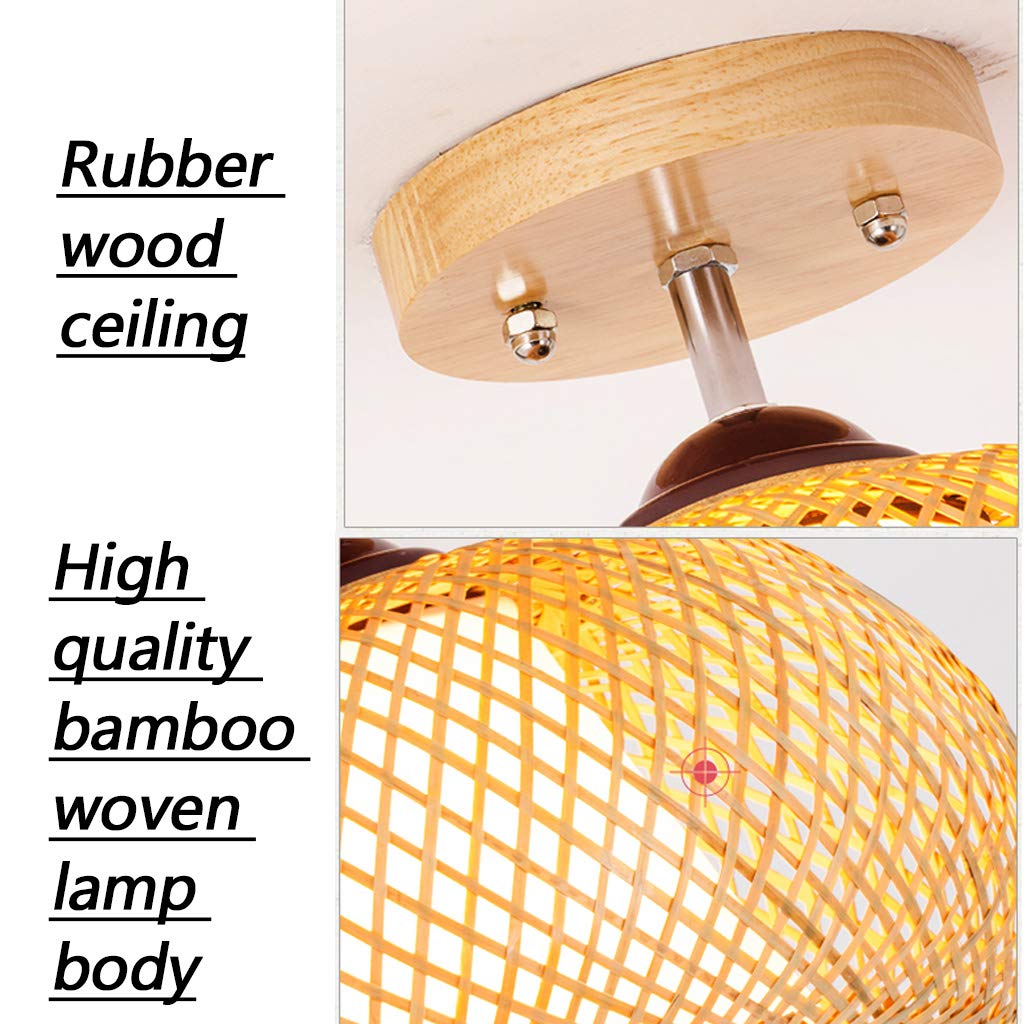 Plafoniera In Bambù E27 Retrò: Lampada Da Soffitto Intrecciata A Mano, Paralume Creativo Per Salotto, Cucina O Camera Da Letto. Luce Calda Per Interni. - 2