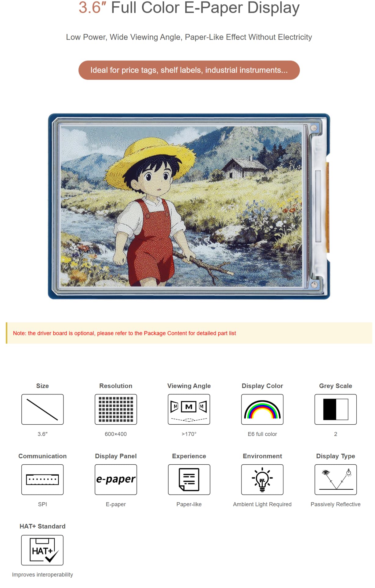Amazon.co.jp: TUOPUONE 3.6 インチ Raw E Ink Spectra 6 (E6