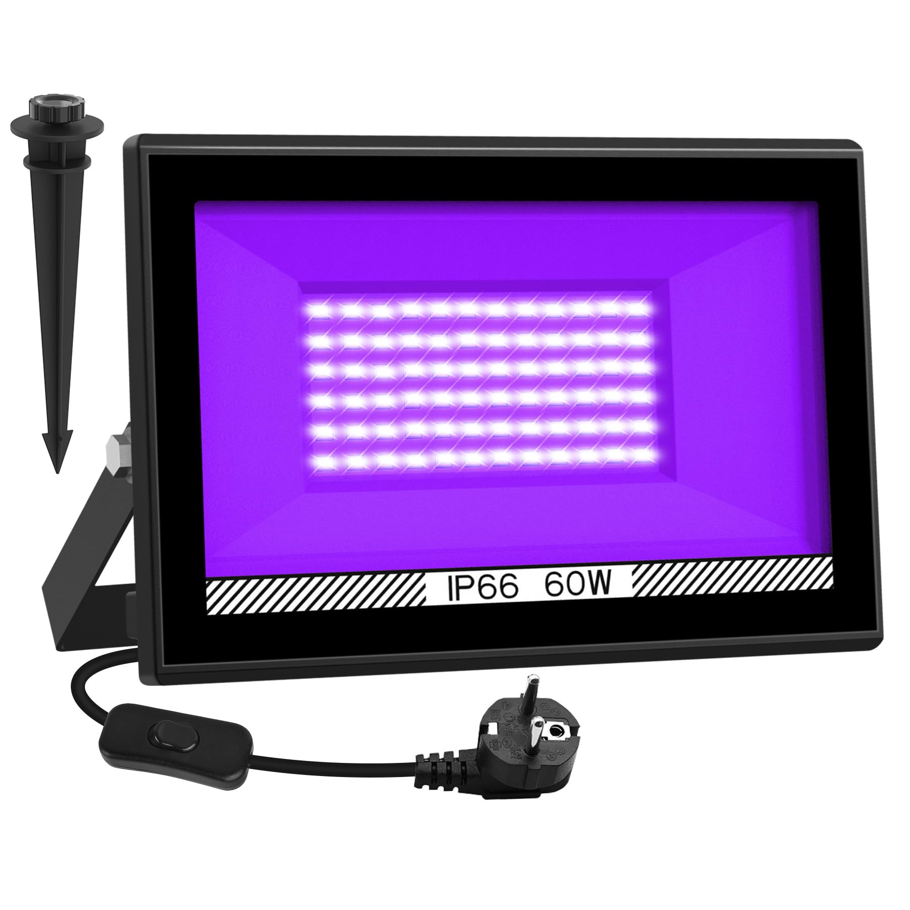 Onforu 2x27W LED blacklight, UV-spot met schakelaar, IP66