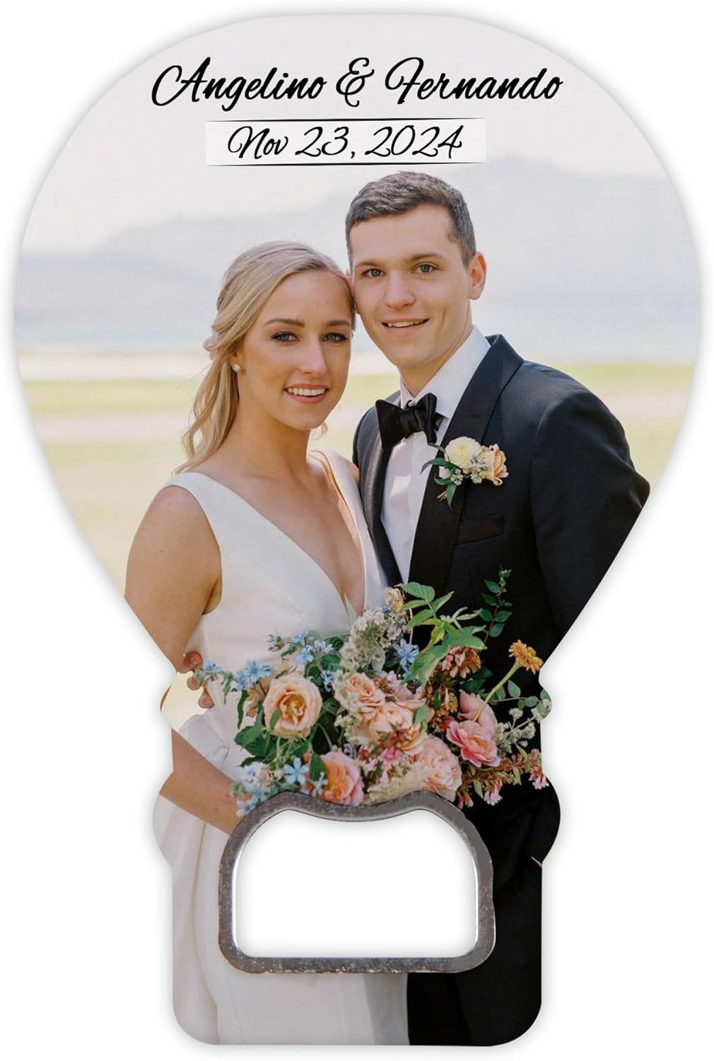Set of 30 Personalized Couple Photo Magnet, Bottle Opener Custom Magnets with Your Photo and Names Wedding Favors, Unique Design for Wedding Gift, Custom Bottle Opener