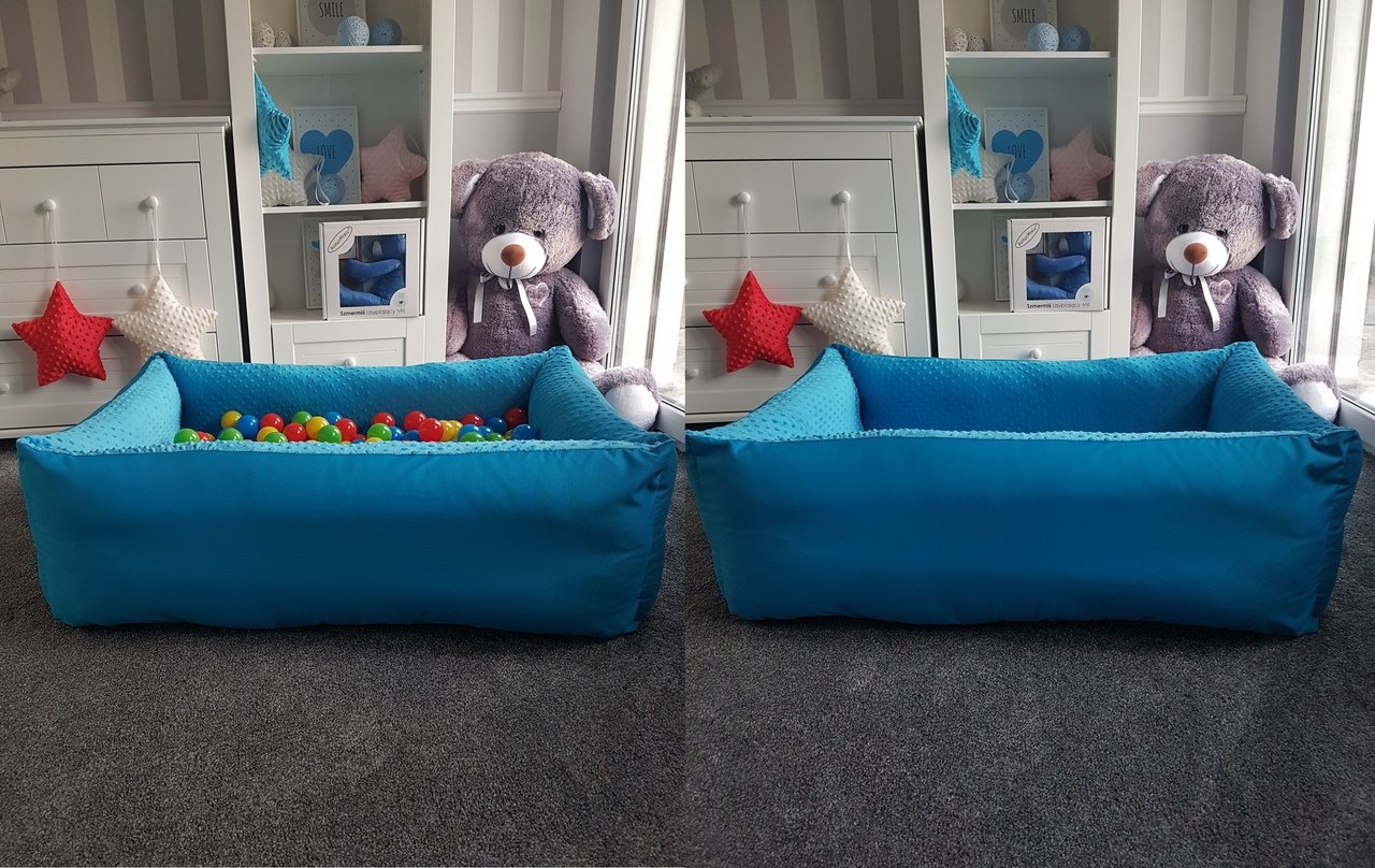 Odolpluesch 110 x 85 kąpiel z piłkami dla dzieci + 300 piłek, wyprodukowano ręcznie w UE (niebieski)