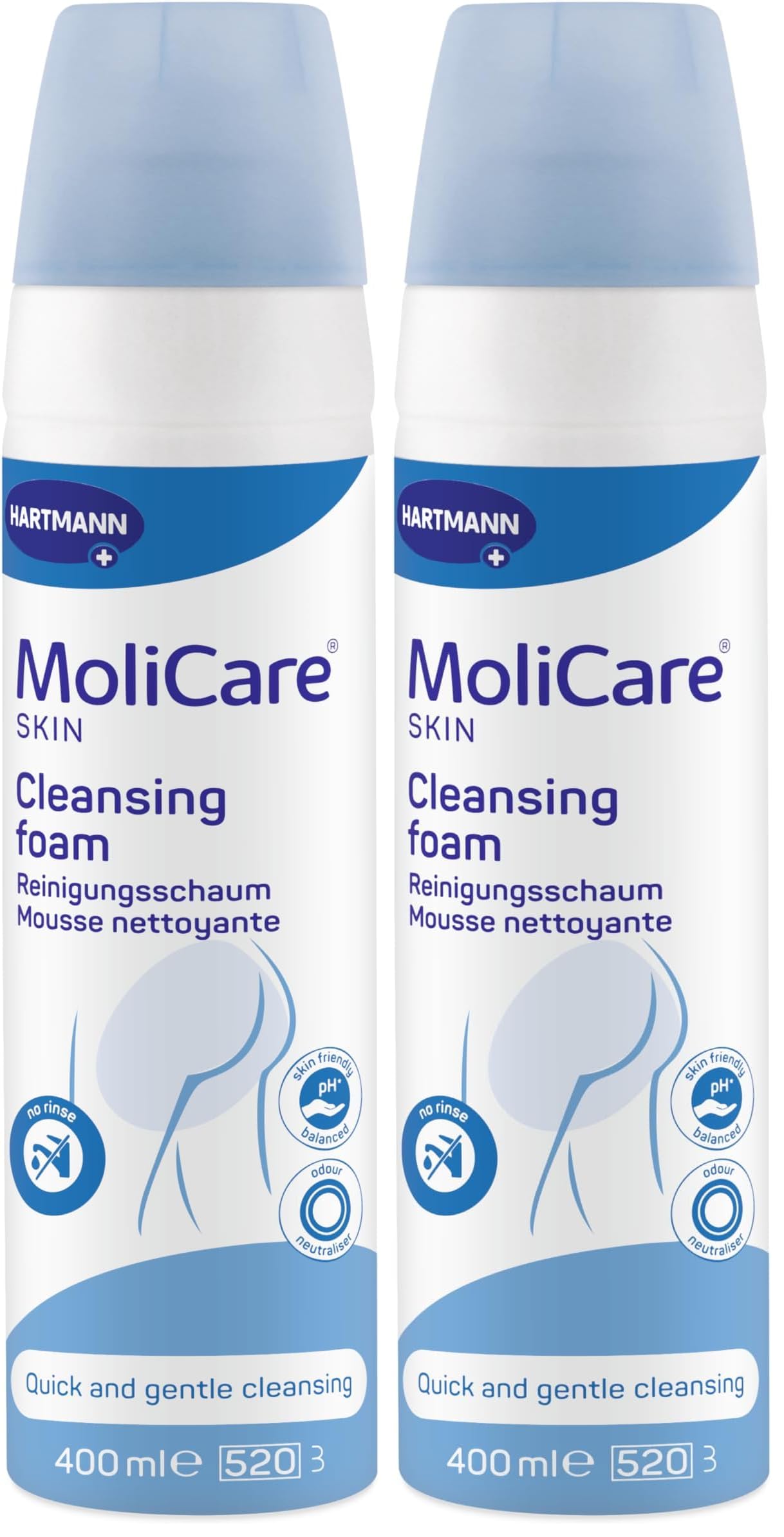 MoliCare Skin Reinigungsschaum: Für die schnelle, schonende Reinigung des Genital- und Perinealbereichs bei Stuhlinkontinenz, 400ml (Packung mit 2)