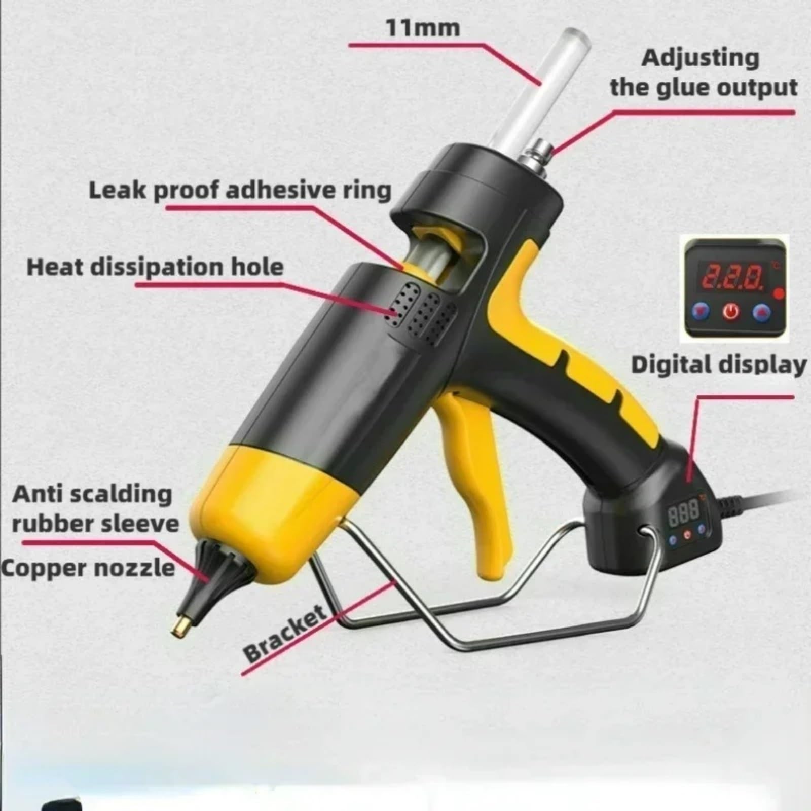 Pistola de pegamento profesional 300/400 W con temperatura ajustable y protección contra sobrecalentamiento pistola de pegamento caliente(300w)