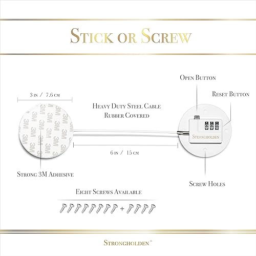 Miniatura 5 de Strongholden - Combinación de cerradura para refrigerador, a prueba de niños, bloqueo de congelador a prueba de niños, cuida a tu familia con