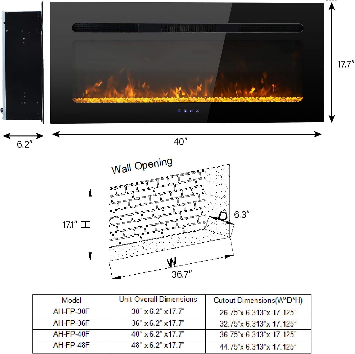 Three realistic flame effects: Orange, Blue, and Orange & Blue