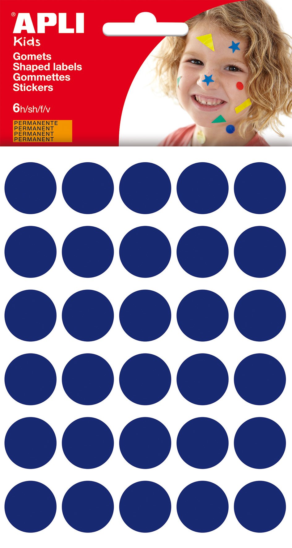 APLI Gomets Bag Permanent Adhesive Ø 20 mm Blue