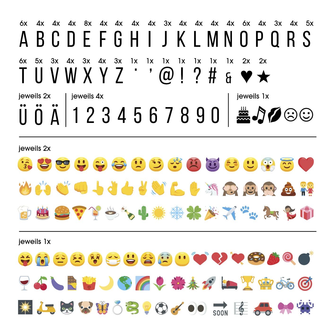 EASYmaxx Scatola luminosa a LED, per messaggi di testo personalizzati, set Mega con 150 emoji colorati e 173 lettere, numeri e simboli intercambiabili [cuore]