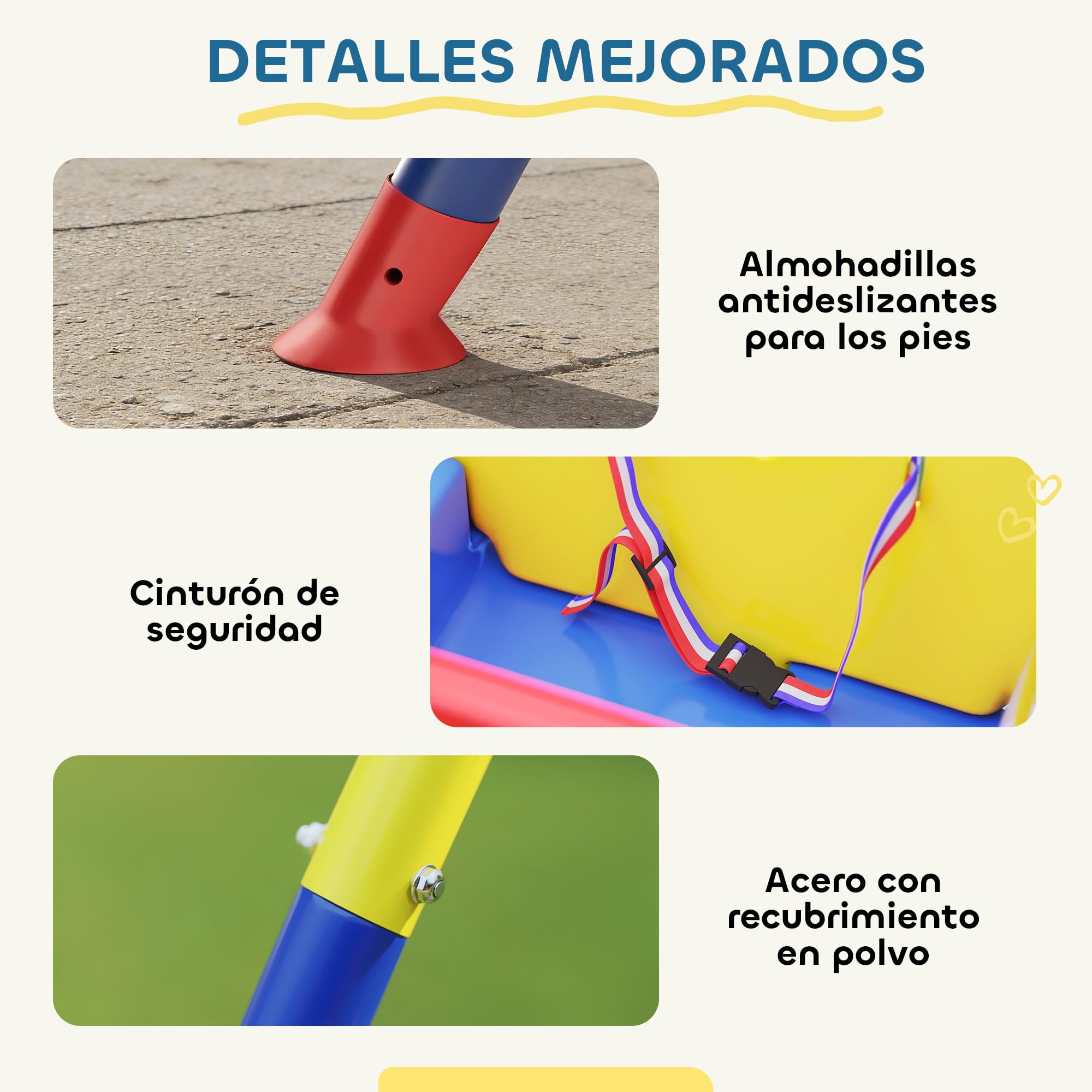 AIYAPLAY Columpio para Bebés 3 en 1 con Cuerdas Ajustables Exterior Azul
