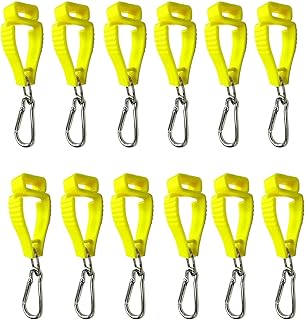 RICHARDJOV 12PCS Glove Clip Holder Safety Work Gloves Clip for Belt, Metal Glove Keeper Loop Glove Grabber Clip Holder(Yellow)