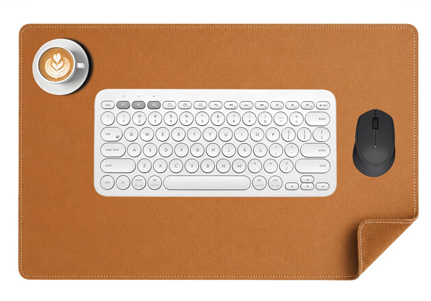 Tappetino da scrivania in vera pelle per ufficio, Ampio tappetino antiscivolo per mouse, Protezione per tavolo impermeabile in vera pelle(Brown,70x40cm)