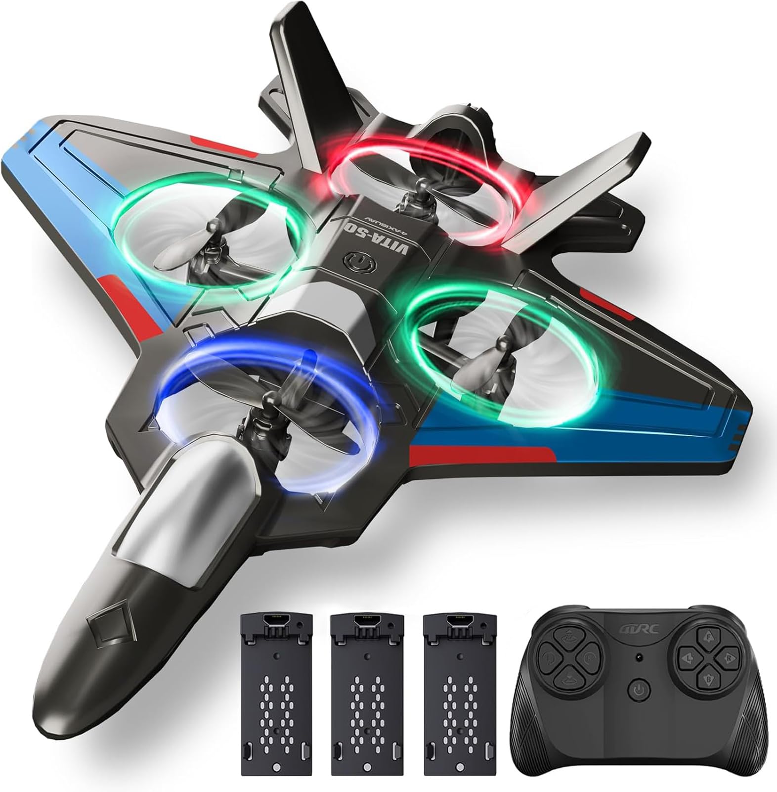 RC Planes with 3 Batteries for Kids Adults, Foam Remote Control Airplane Jet Helicopter Drone Toys for Kids Adults 8-12 12-16, Remote Control Plane Airplane Toys with Led Lights