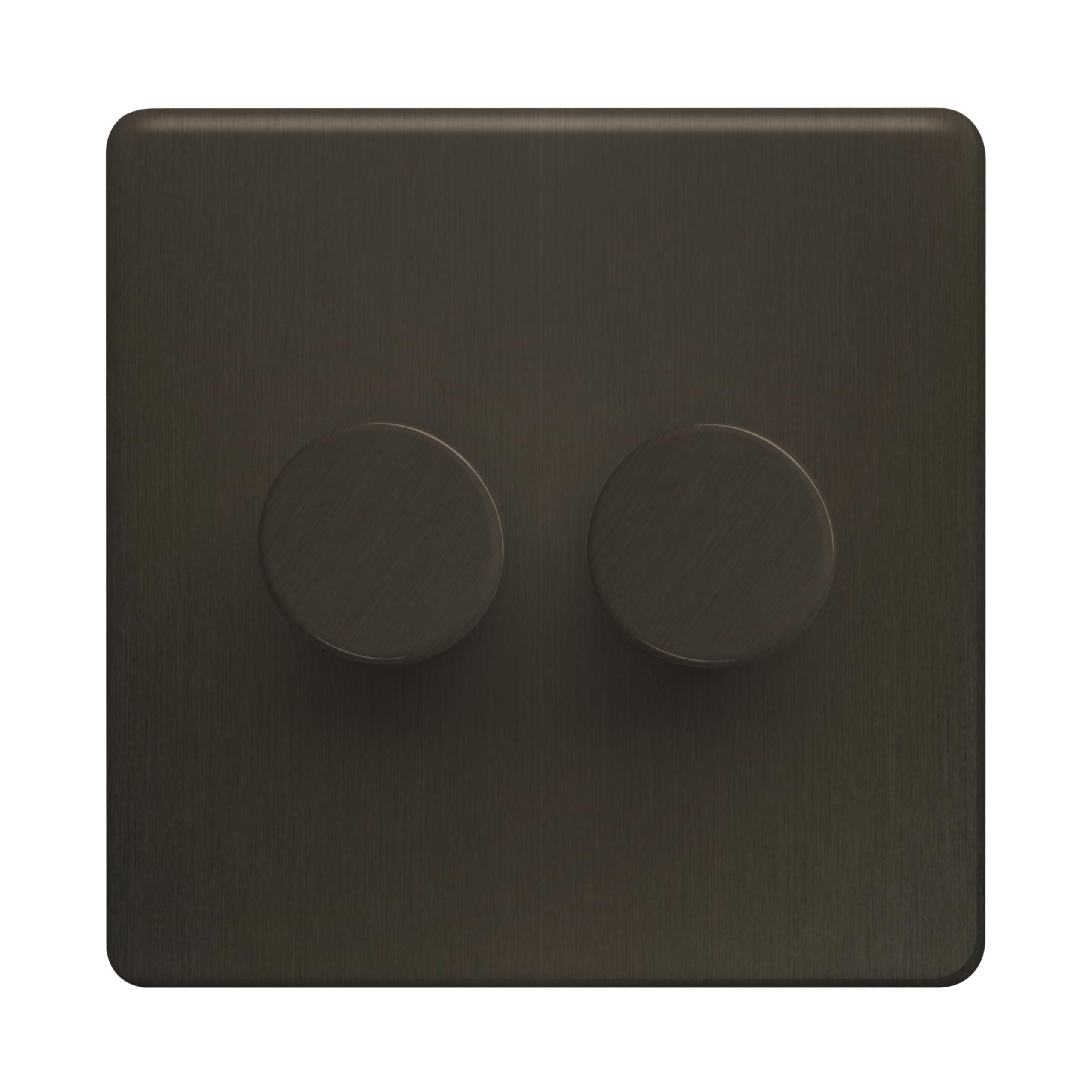 Evoges Terra 2-Gang LED Dimmer Switch, Slate Bronze Metal Screwless Flat Plate, 2-Way 250VA Trailing Edge / 100VA Leading Edge, Premium Wall Dimmer Switch