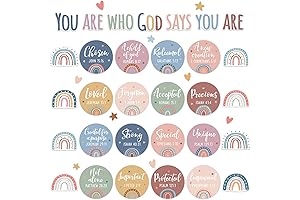 Christian Bulletin Board Decorations - Inspirational Cutouts for Boho Rainbow Classroom