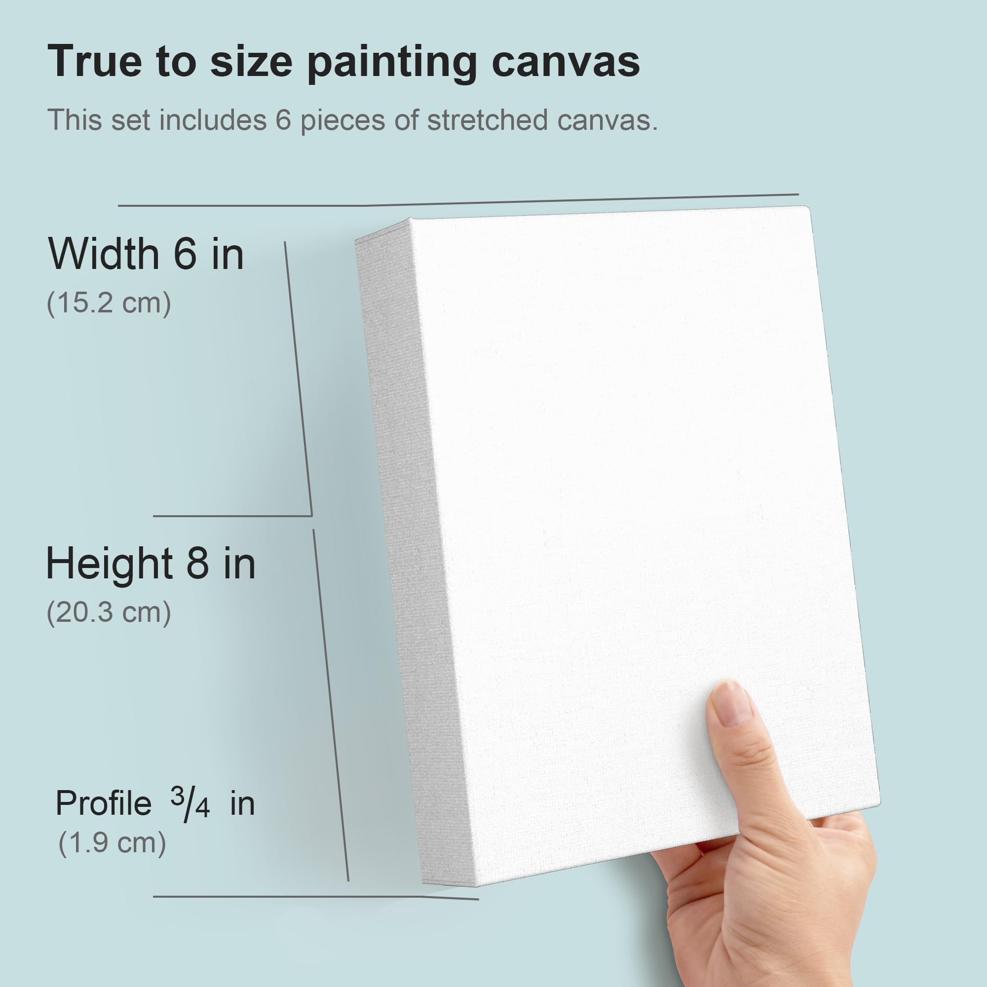 PHOENIX Künstler-Leinwand, 15,2 x 20,3 cm, 6 Stück, kleine gespannte Leinwände zum Malen, 1,9 cm Profil, 100 % Baumwolle, 325 ml, Gesso grundiert, weiß, blanko, professionelle Leinwand, Öl- und