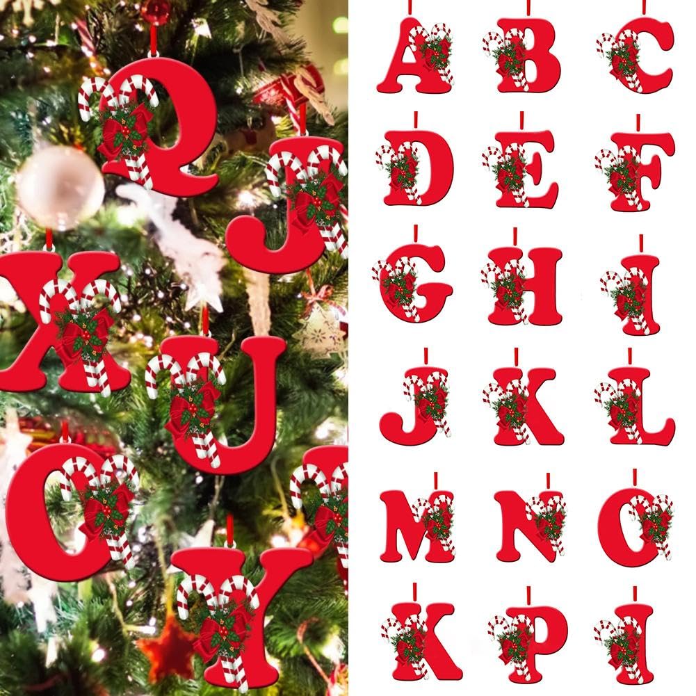 Décorations De Noël Personnalisables : 26 Lettres En Acrylique A à Z (8 Cm) Avec Impression UV, à Suspendre Au Sapin Ou Couronne