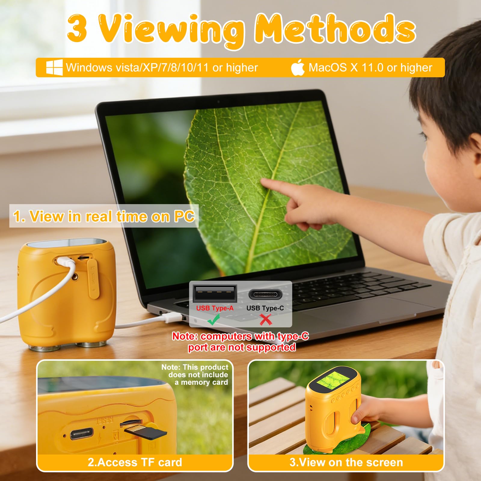Yuning Microscopio Digital para Niños, 1000X 4K Microscopio y Telescopio 2 en 1, Mini microscopios Digitales Portátiles con 2.0" Pantalla y 8 Luces LED, microscopio de Bolsillo para Niños Regalo Edu