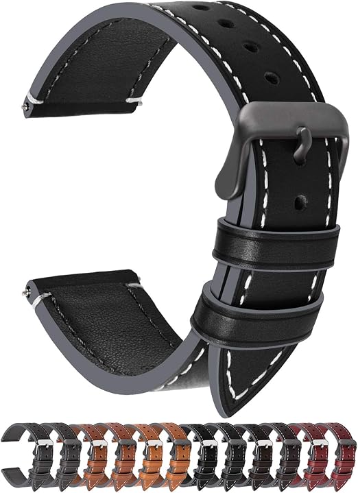 Fullmosa Watch Bands Top Wax Leather Watch Band/Strap 18mm 20mm 22mm 24mm  for Men and Women | Amazon.com