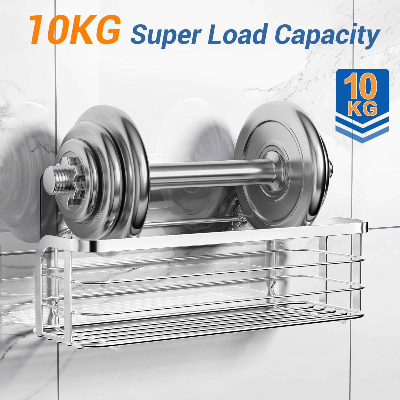 YASONIC 3 Mensole Doccia Senza Foratura - Portaoggetti Con Ganci, Portasapone, Nero - Ideale Per Organizzare Il Bagno