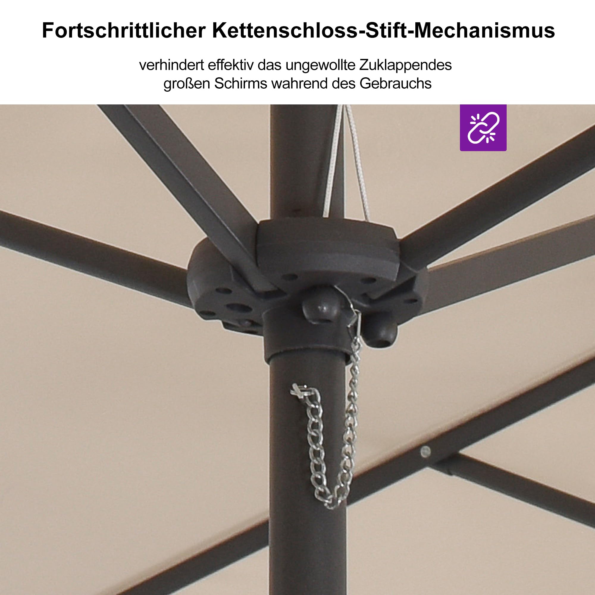 PURPLE LEAF Sonnenschirm 455 × 270 cm mit Kurbel Doppelsonnenschirm, Beige | XL-Schatten, Stabiler Rostschutz-Rahmen, Leichte Kurbelbedienung, UV-Schutz Polyesterz, Inklusive Sandsack, für Cafés