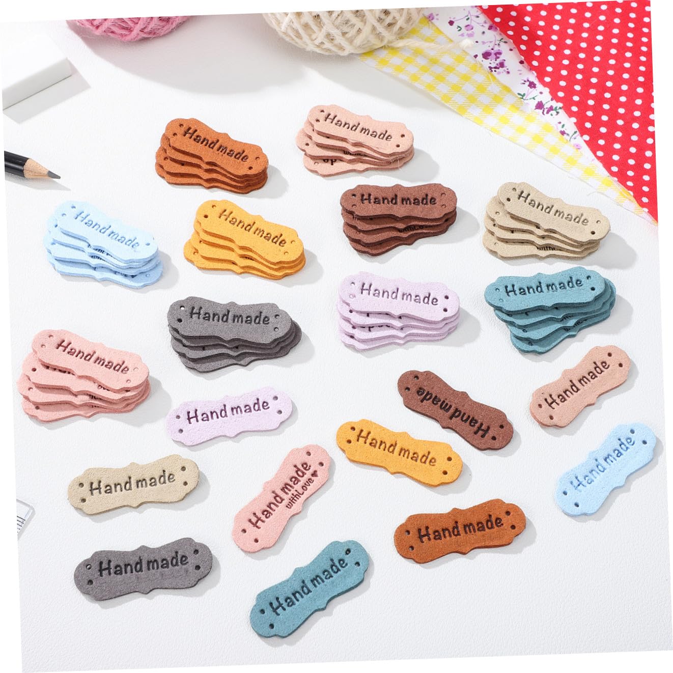 Abaodam 400pezzi Pz Etichette Pu Pelle Con Lettere Goffrate Per Accessori Fai Da Te Decorazioni Per Borse Abbigliamento e Scarpe Di Tonalità Diverse