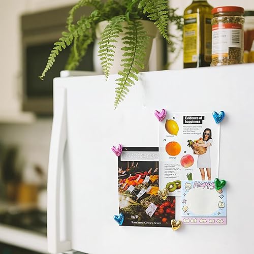 Miniatura 34 de 20 imanes dorados para refrigerador, lindo corazón de amor, imanes decorativos plateados para nevera, juego de imanes de cocina para el hogar