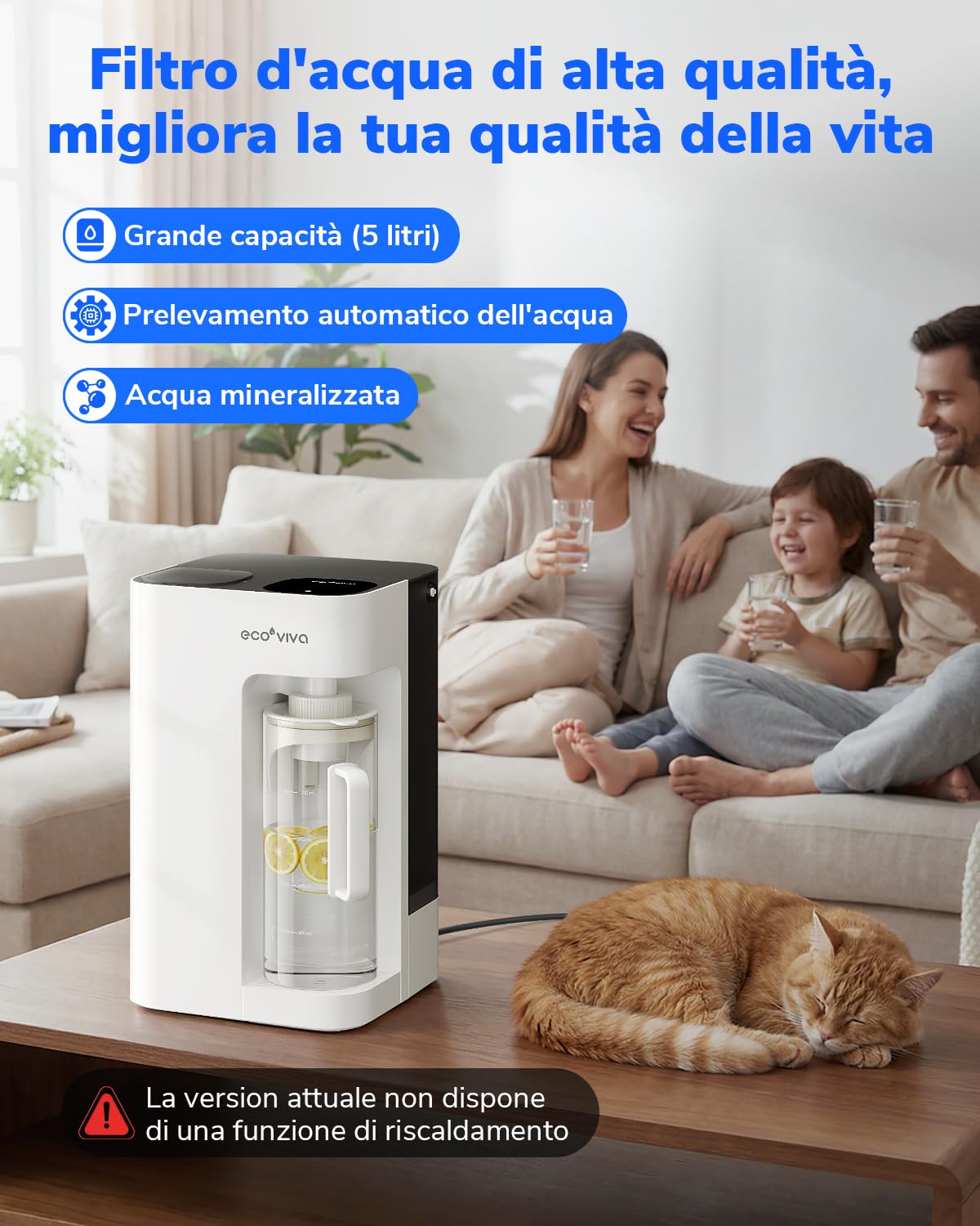 Ecoviva MATE 3 impianto per osmosi potabile, impianto ad osmosi inversa, 8 filtri contro nitrato e PFAS, filtro dell'acqua, nessuna installazione, rapporto di risparmio 3:1 e distributore d'acqua TDS