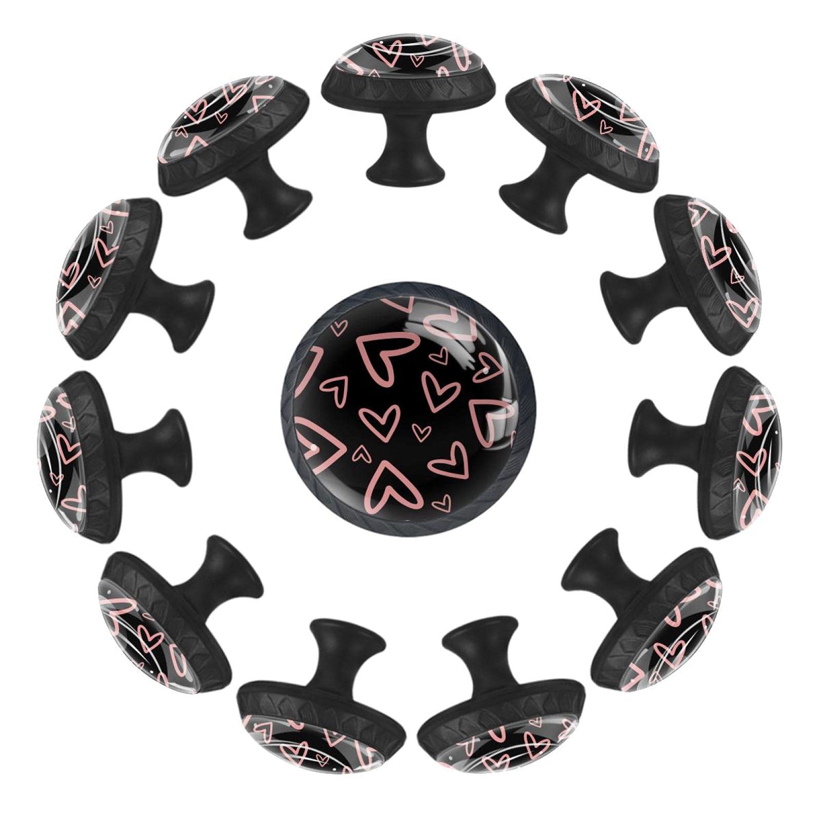 Boutons de tiroir en forme de cœurs 35 mm lot de 12 pour meuble et commode enfant
