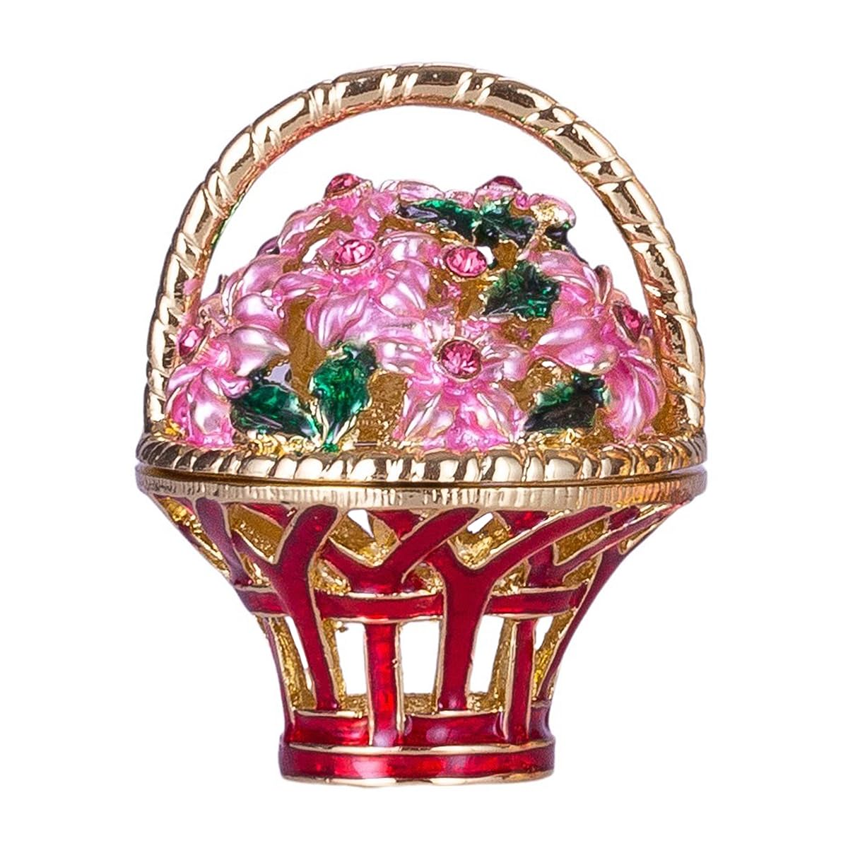 danila-souvenirs Jajko muzyczne w stylu Faberge, Szkatułka na biżuterię Kwiaty wiosenne z koszem kwiatów, 16,5 cm, niebieskie