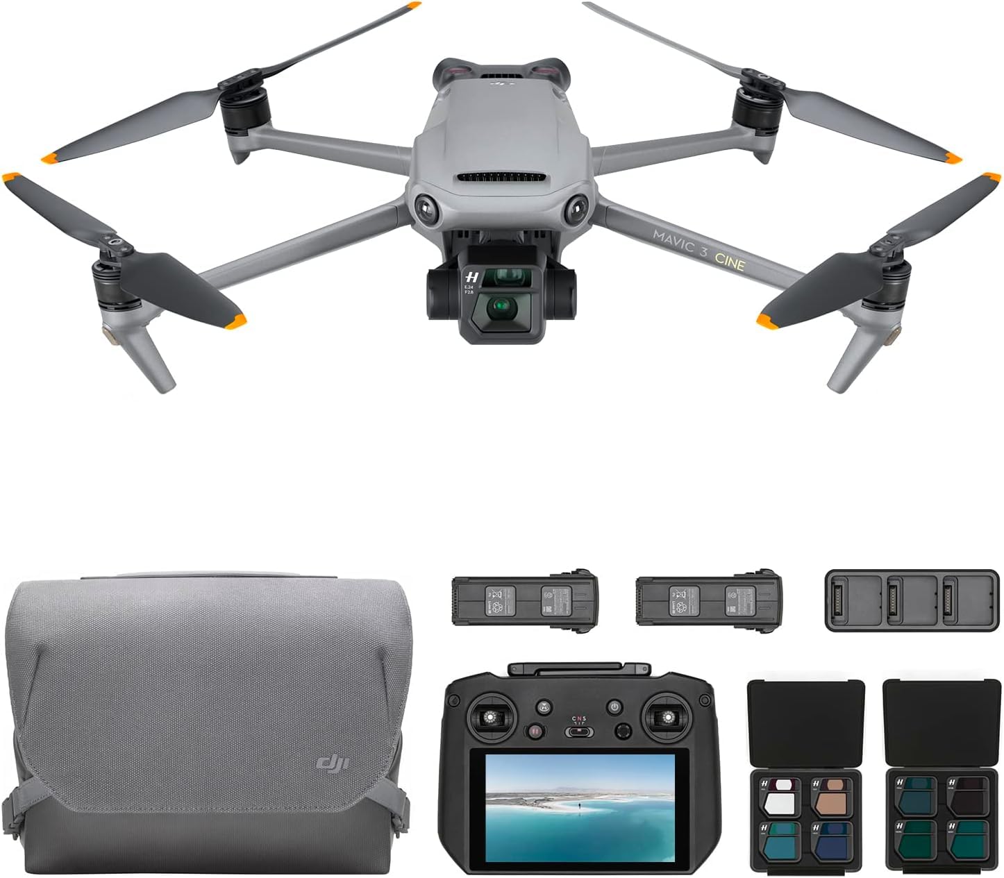 DJI Mavic 3 Cine Premium Combo, drone con fotocamera Hasselblad, CMOS 4/​3, video 5.1K, rilevamento ostacoli omnidirezionale, 46 min di volo, trasmissione video 15km, con DJI RC Pro, 2 batterie extra