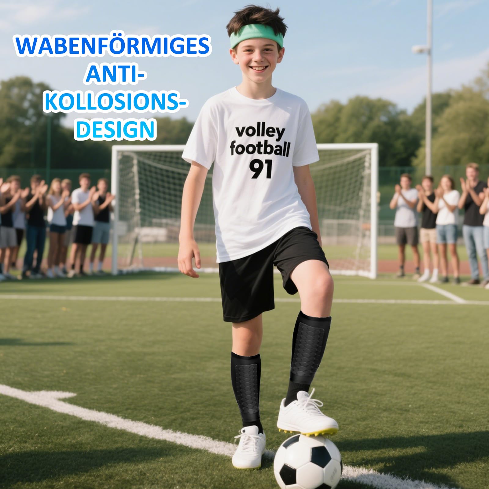 Parastinchi bambini calcio S – Traspirante e antiscivolo per calciatori in crescita 30 – 50 kg, protezione efficace durante il calcio, il basket, il ciclismo e le escursioni