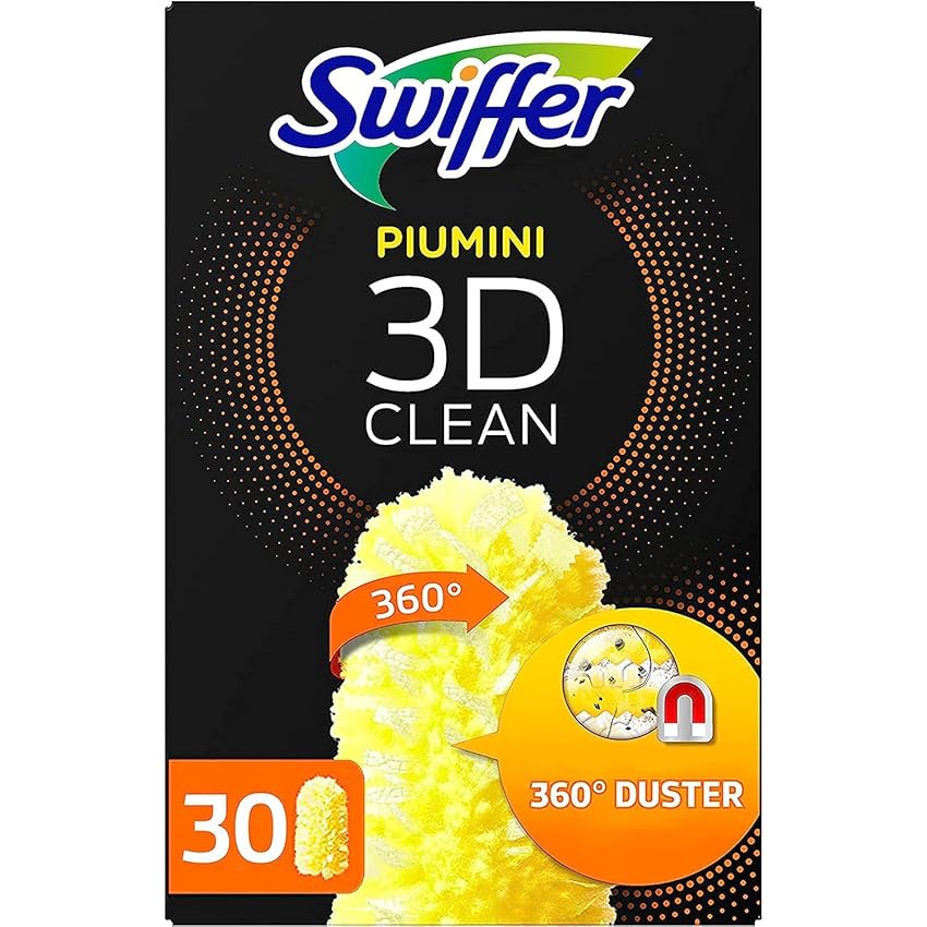 Immagine del prodotto Swiffer Duster Piumini Catturapolvere, 30 Piumini 3D, Cattura e Intrappola Polvere e Sporco, Raggiunge I Punti più Difficili della Casa, Piumini con 33% di Fibre Riciclate