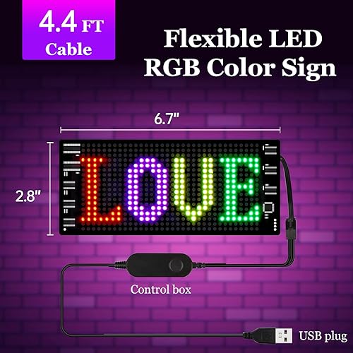 Vista 12 de Letrero LED programable para negocios, señal digital flexible, letrero LED de desplazamiento, aplicación Bluetooth, animaciones de diseño