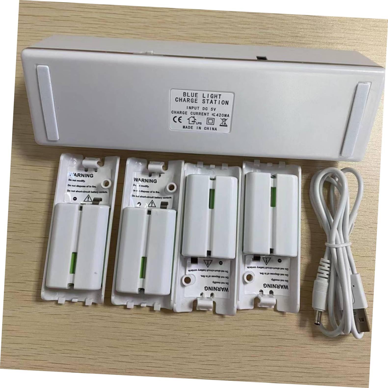 OSALADI Chargeur de Batterie à 4 Emplacements, Abs Blanc, Indicateur LED, Charge Simultanée, pour Manette de Console, 1 Set
