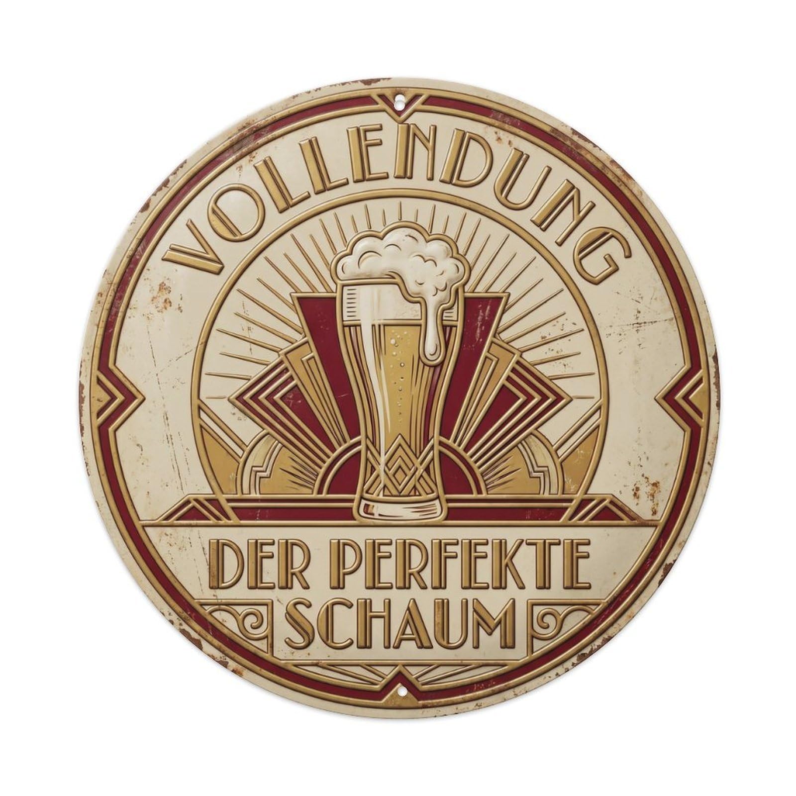 Vintage Bar Style Vollendung Humorous Mancave Perfection Metal Tin Sign Plaque Wall Decor for Cafe, Club, Garden Round Metal Poster 8x8Inch