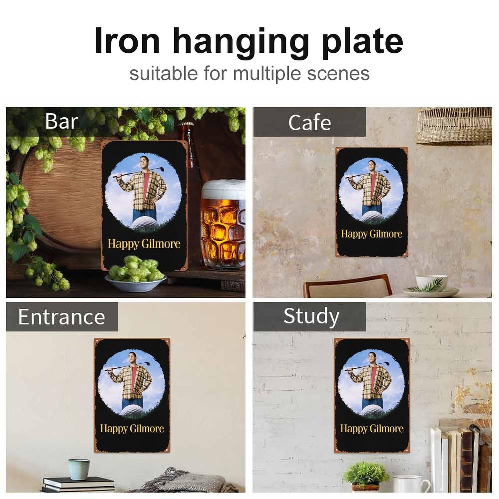 Targa In Metallo Vintage 30x20 Cm Con Poster Del Film Happy Gilmore – Decorazione Da Parete Per Casa E Ufficio